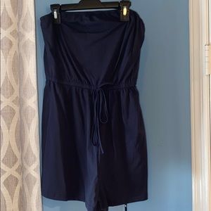 Navy Blue Strapless Summer Romper